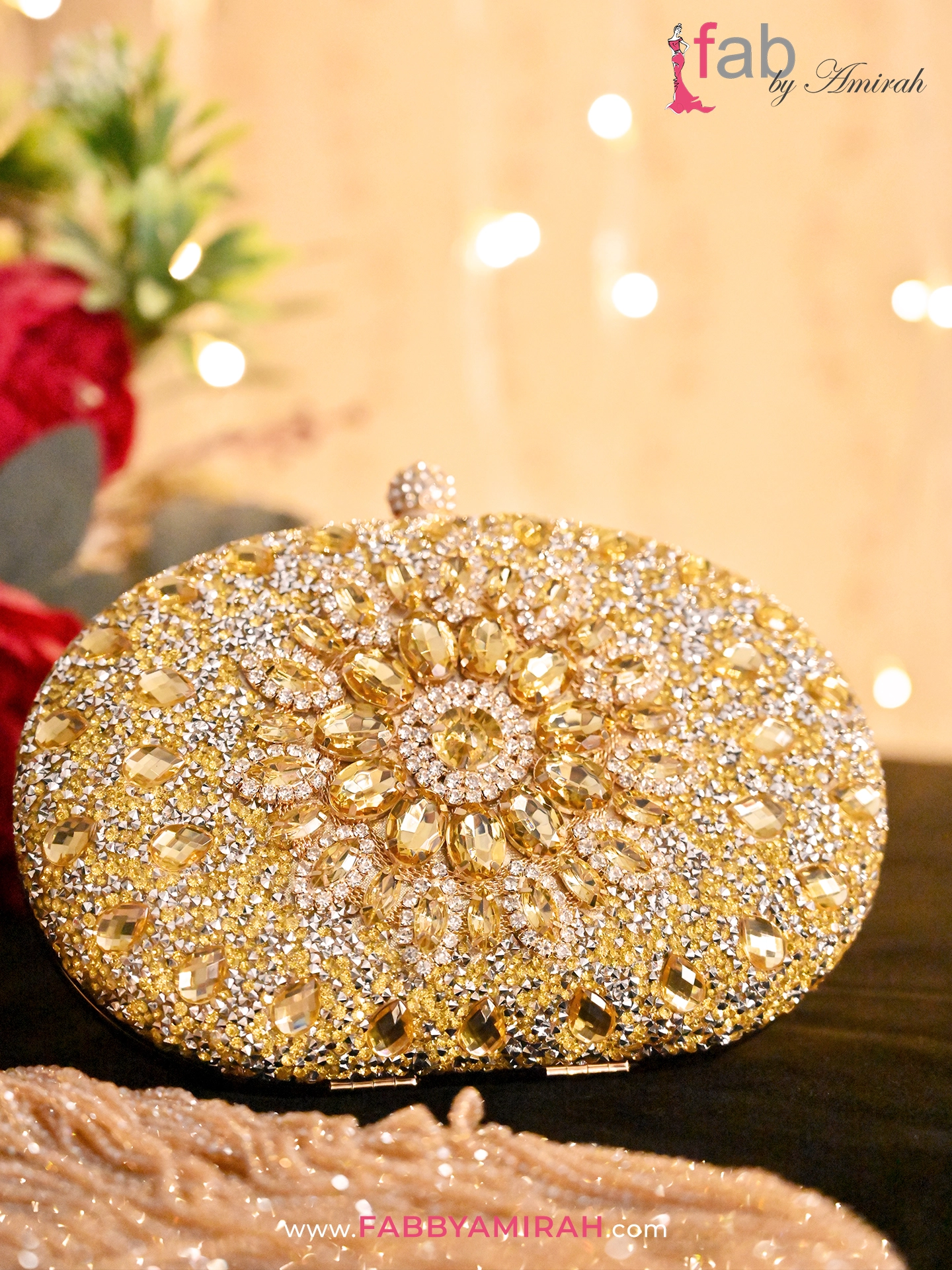 Luxury Gold Crystal Bridal Clutch Bag