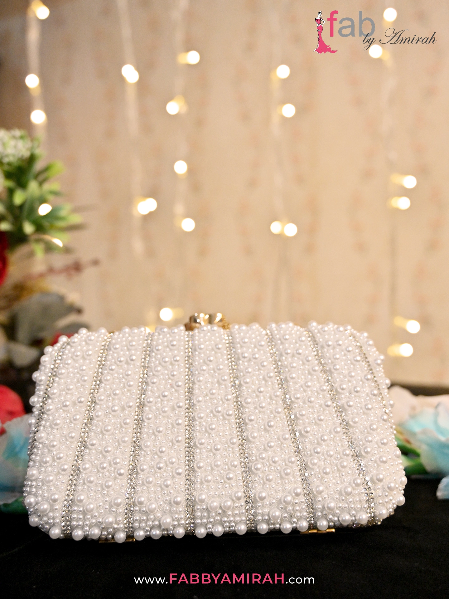 Luxury Pearl Bridal Clutch White Crystal Embellished Luxury Pearl Bridal Clutch White Crystal Embellished