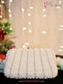 Luxury Pearl Bridal Clutch White Crystal Embellished