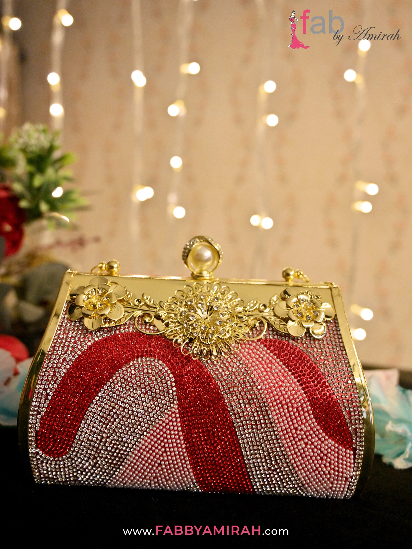 Luxury Red & Gold Crystal Bridal Clutch Luxury Red & Gold Crystal Bridal Clutch