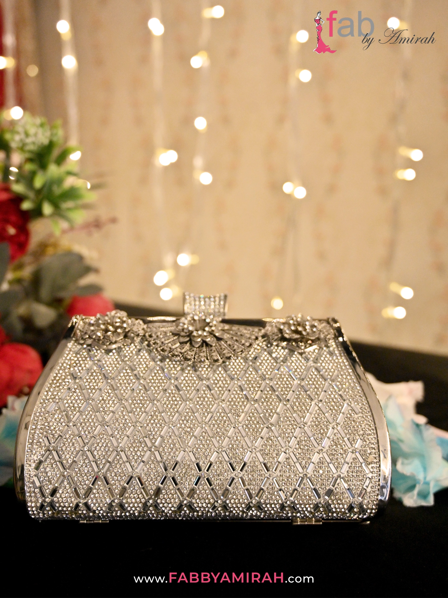 Luxury Silver Crystal Bridal Clutch