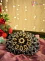 Luxury Black Floral Bridal Clutch with gold stone flower design - Fab by Amirah