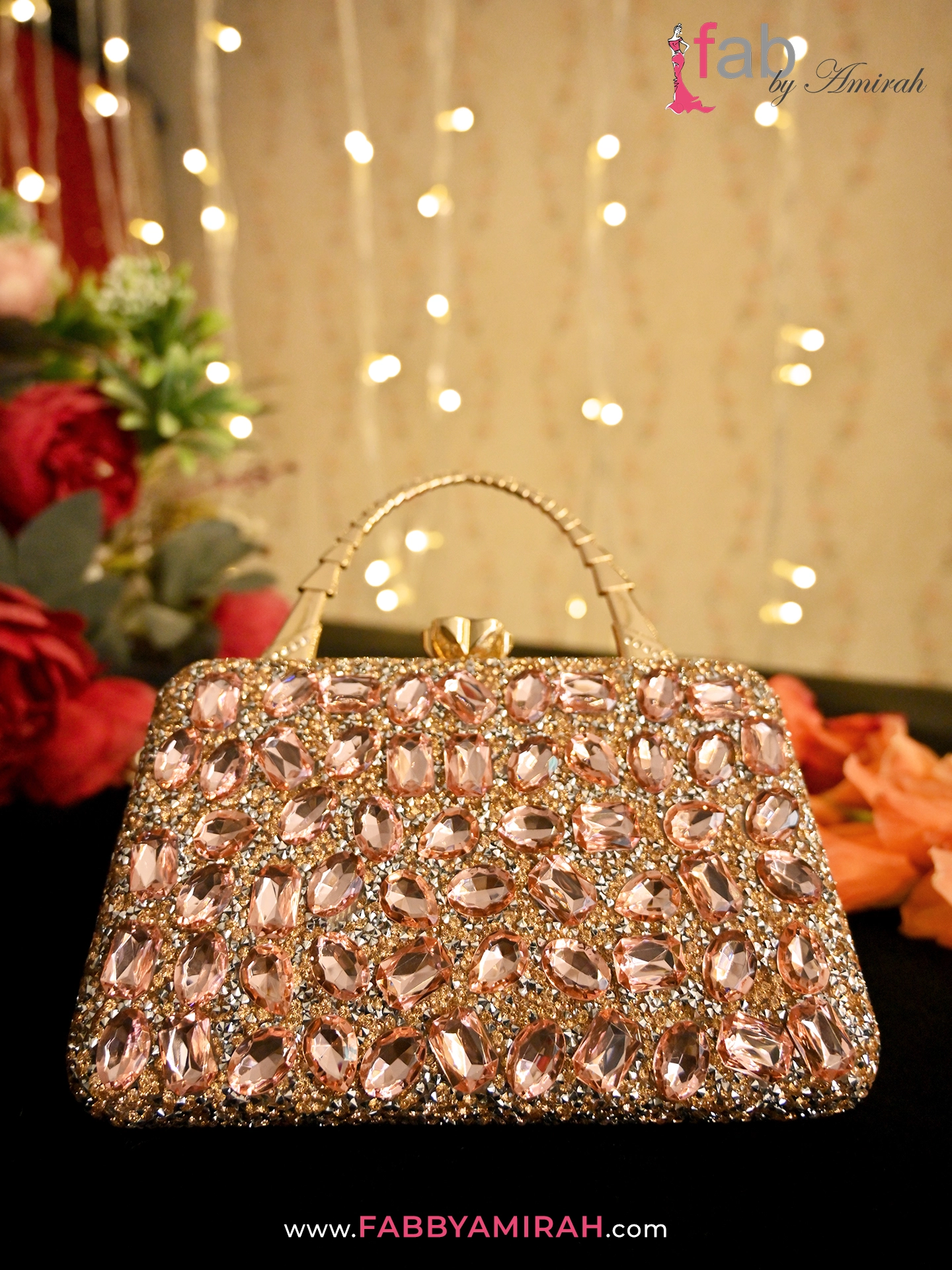 luxury pink stone purse