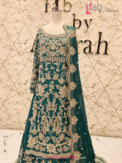 Green Bridal Lehenga With Long Shirt