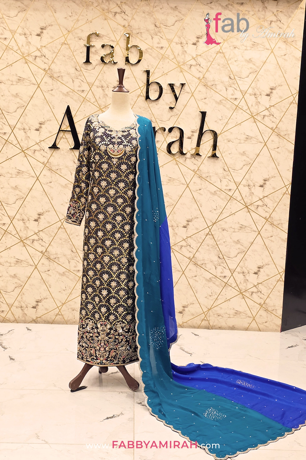 Black reception dress raw silk with gold zardozi