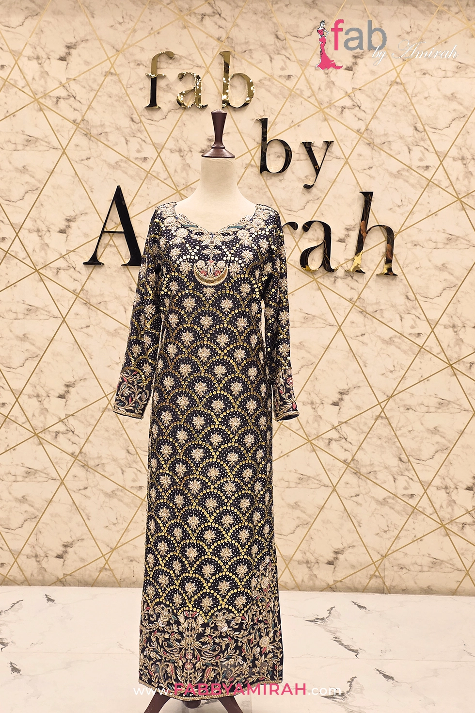 Complete black reception set with two color dupatta included