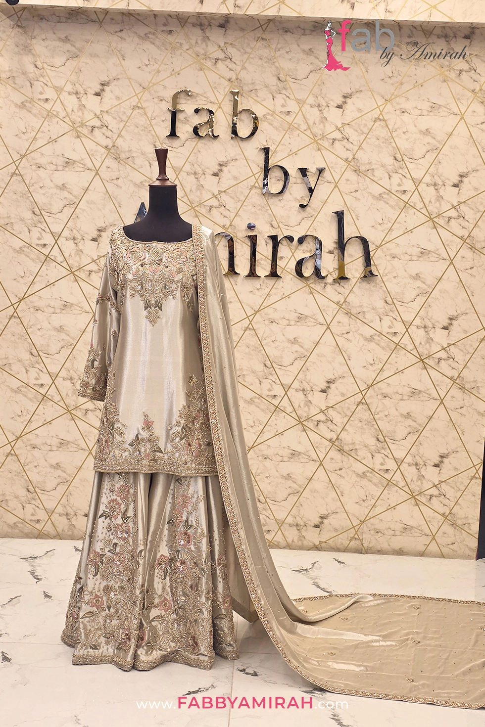 Breathtaking Ivory Gold Sharara — 2026 Fusion Walima Dress 1 Breathtaking ivory gold sharara for walima by Fab By Amirah