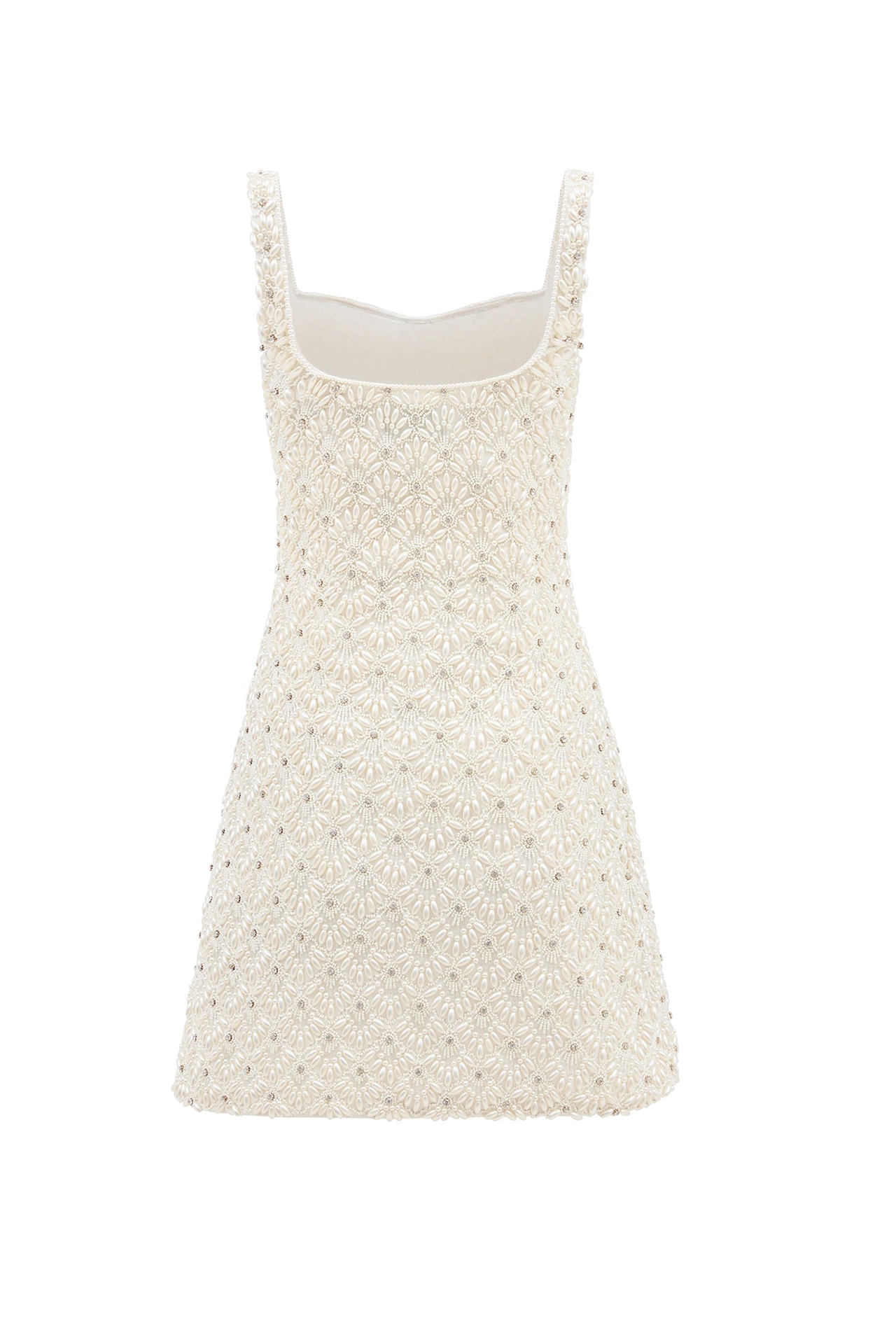 Premium ivory romantic bridal mini dress on display in studio lighting