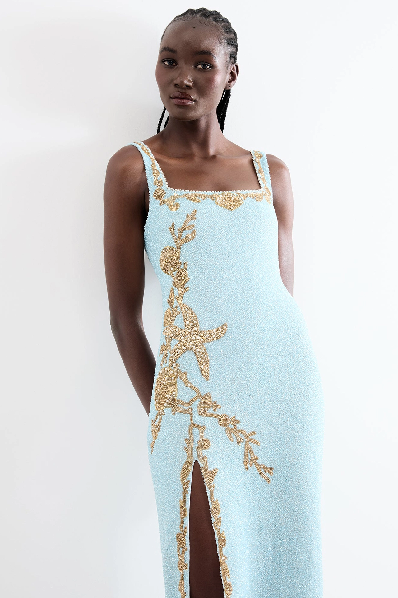 Stunning Blue Elegant Starfish Maxi Gown