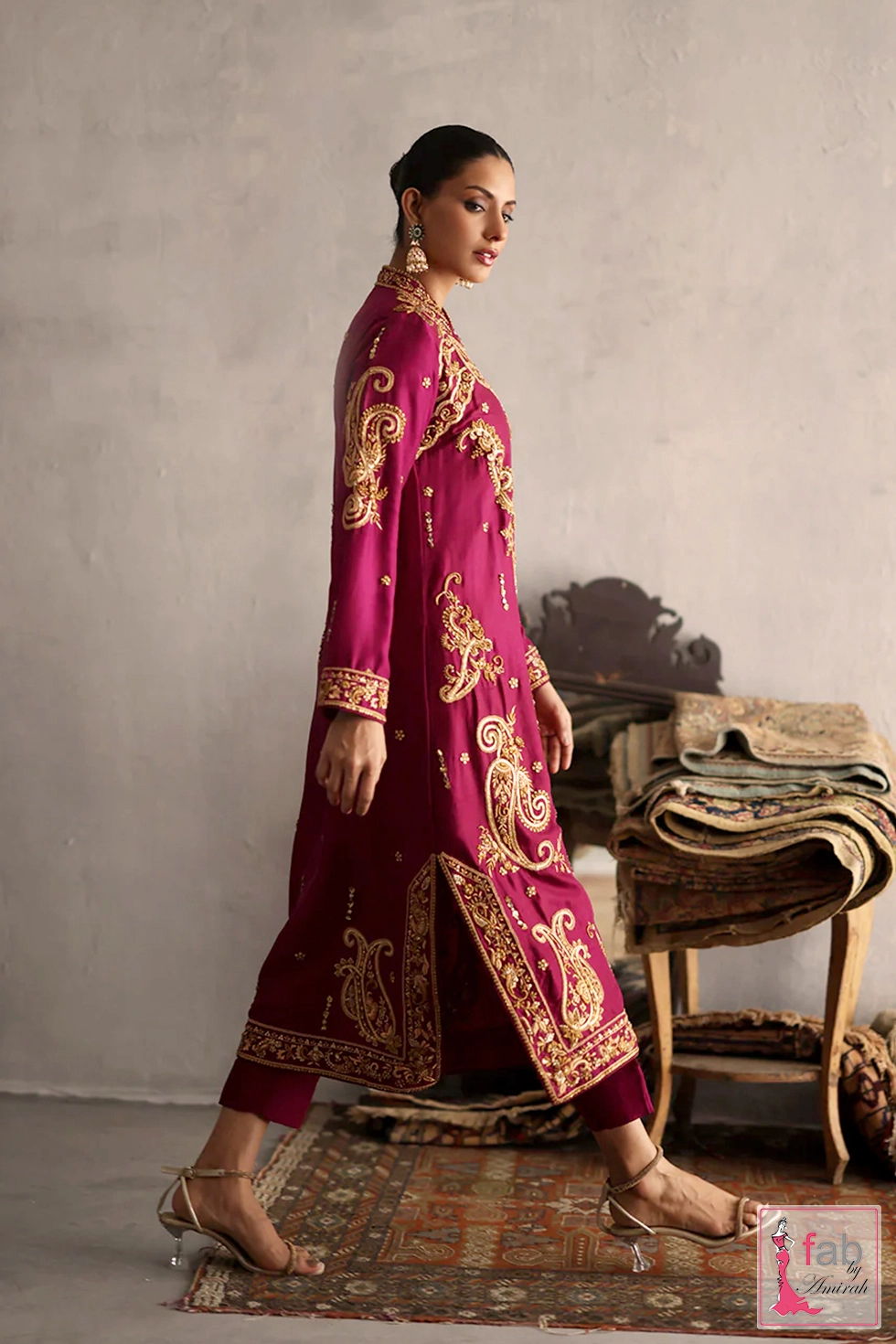 Fab By Amirah luxury festive formal outfit shown under studio lighting conditions