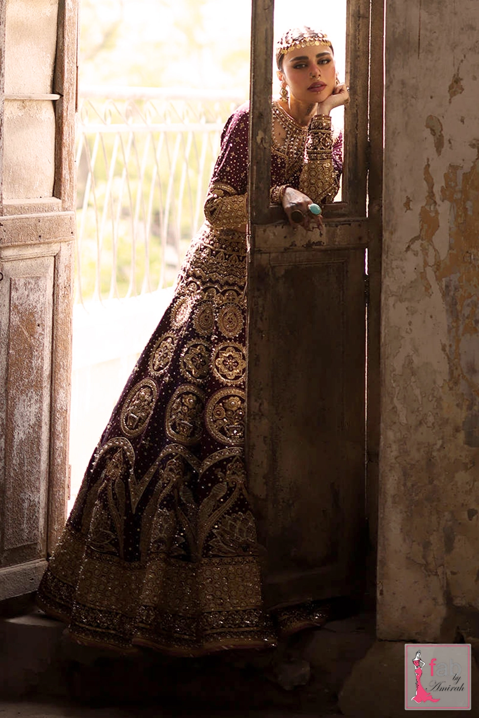 Majestic peacock motifs and heavy adda work on Italian silk