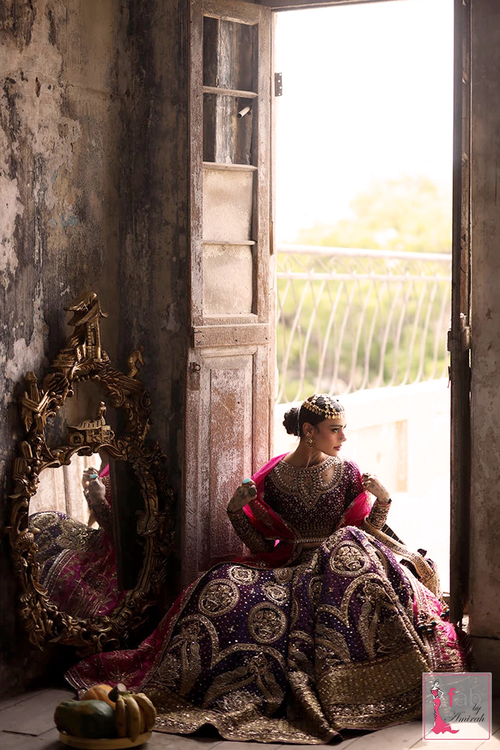 Stunning Pakistani style plum bridal lehenga design by Fab By Amirah