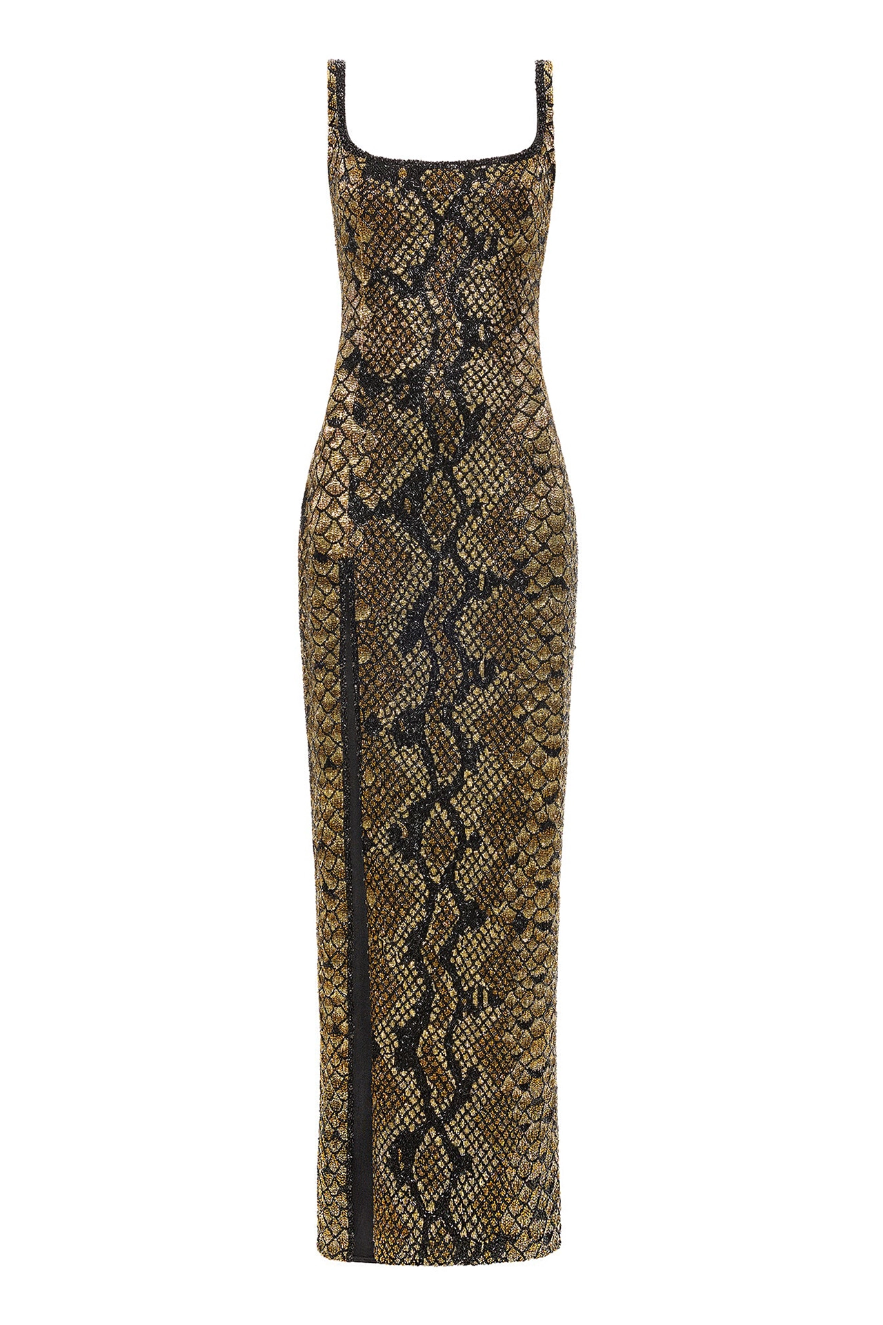 Premium gold and black party dress variant in snakeskin pattern texture style by Fab by Amirah