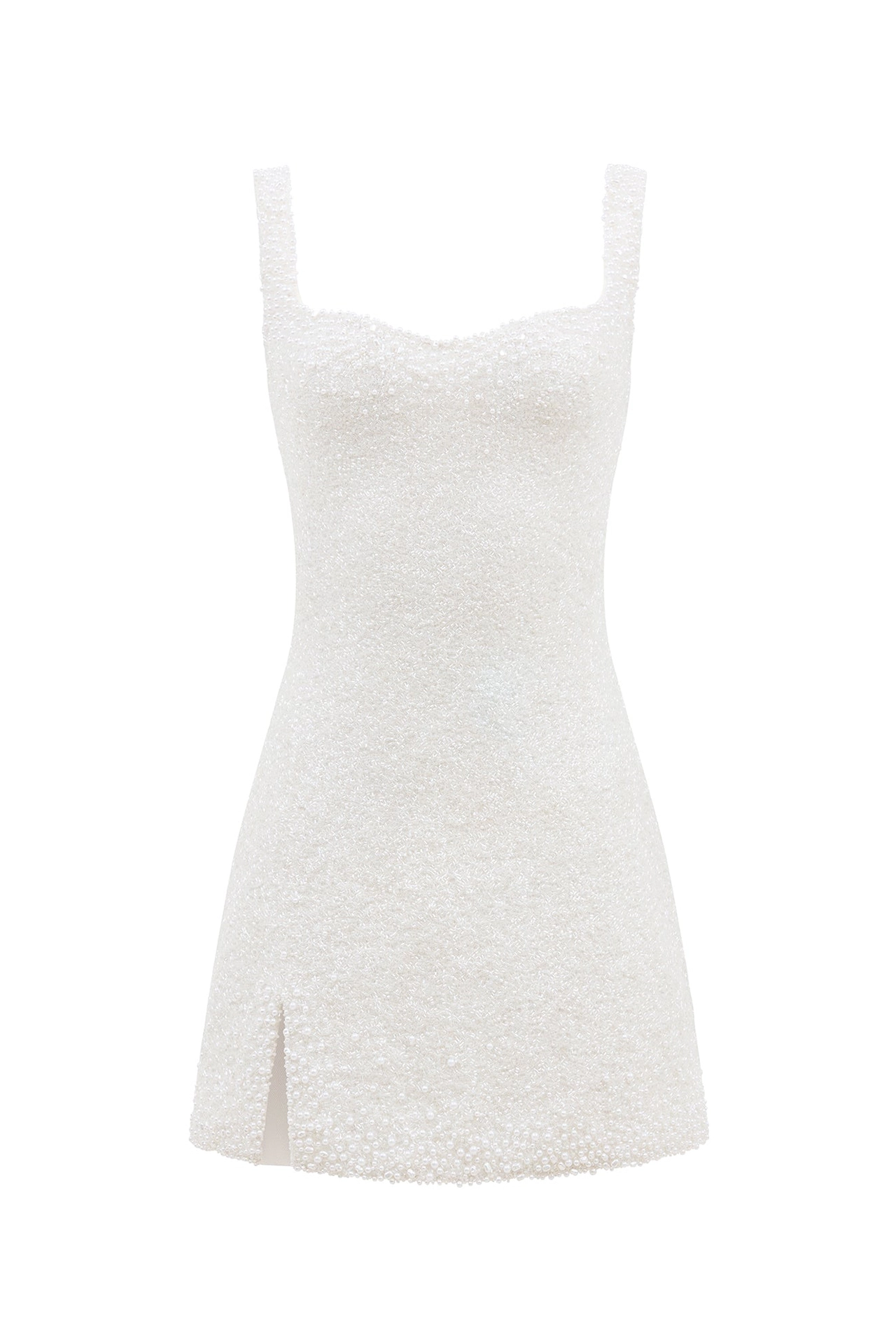Luxury ivory engagement party dress displayed on mannequin showing front silhouette details. Luxury ivory engagement party dress displayed on mannequin showing front silhouette details.