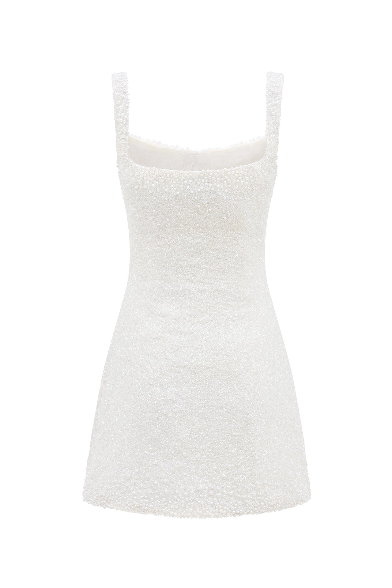 Backless style bridal event dress back view on studio mannequin showing invisible zip area. Backless style bridal event dress back view on studio mannequin showing invisible zip area.