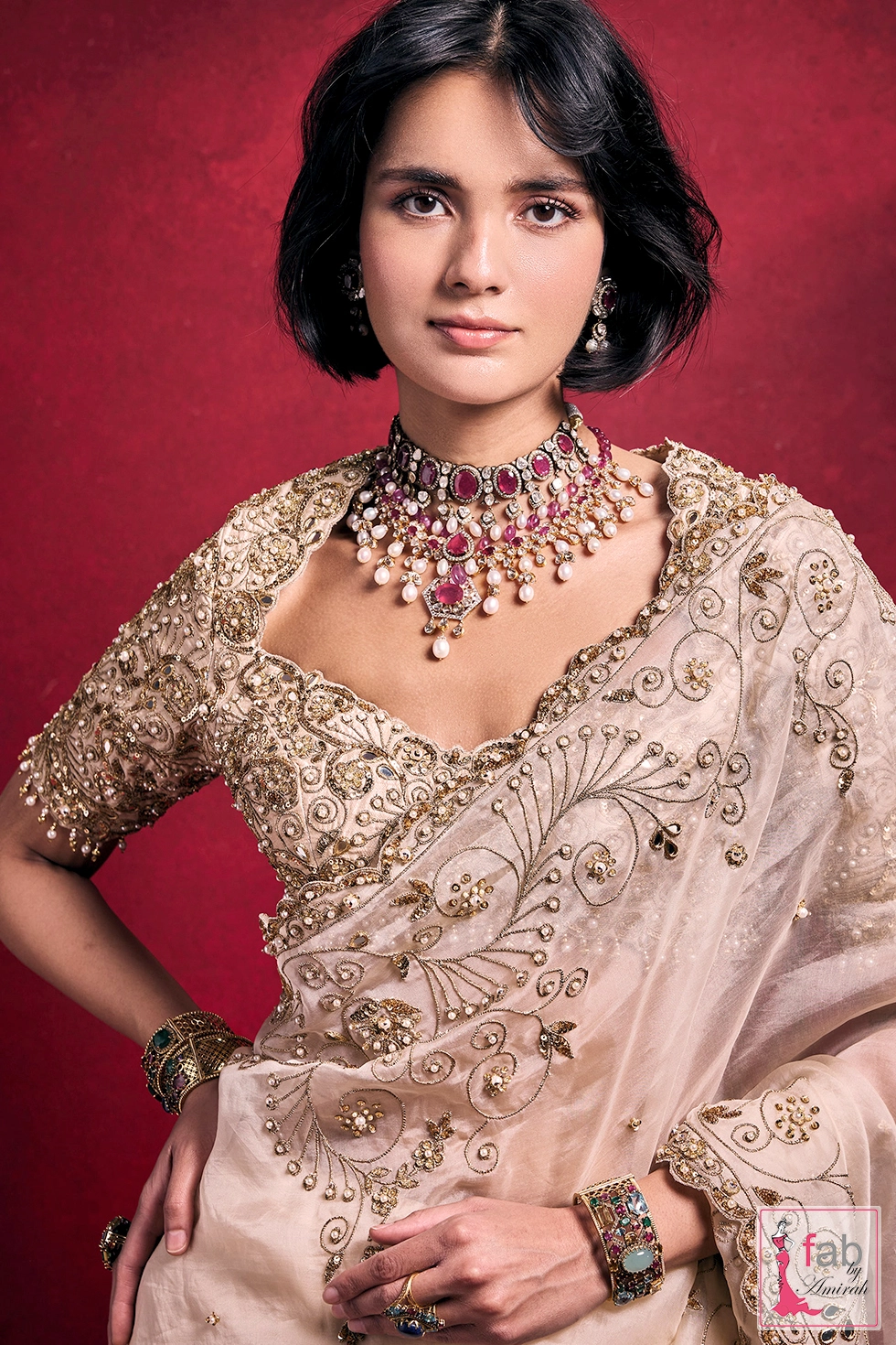 Detailed view of intricate zardozi and sequin embroidery motifs Detailed view of intricate zardozi and sequin embroidery motifs