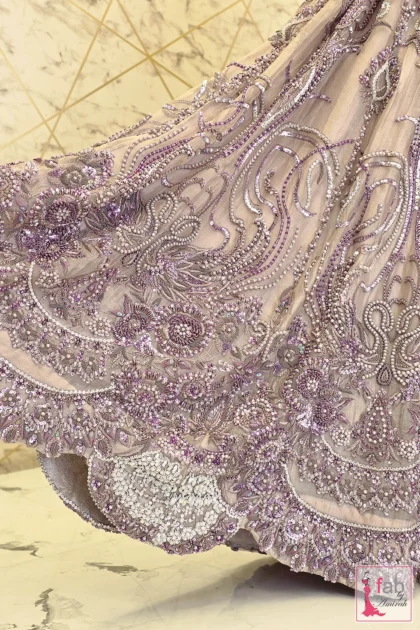 FAB By AMIRAH 9 Hemline close up displaying scalloped border and cutdana work