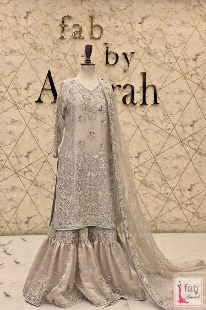 FAB By AMIRAH 7 Full length front view showing complete silhouetted flared lower section
