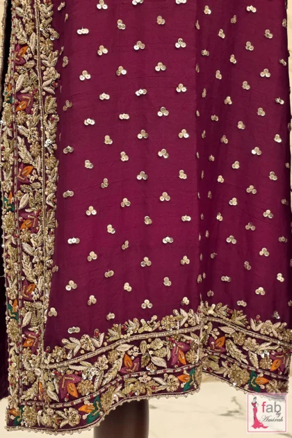 FAB By AMIRAH 5 Detailed view of hand embroidered shirt hemline and scattered sequin sprays